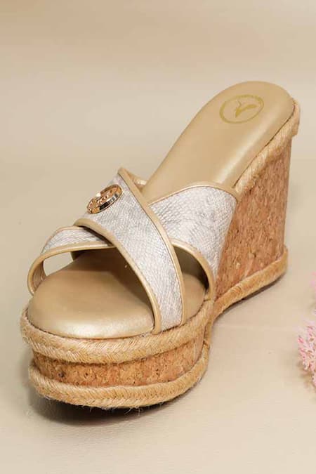 Sana K luxurious Footwear Cross Strap Wedges 