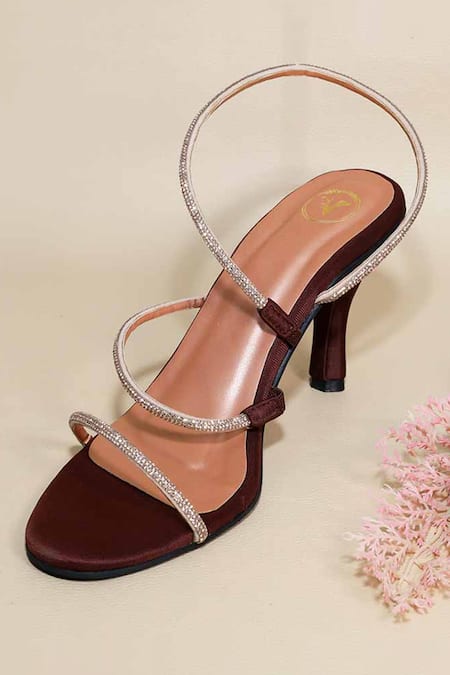 Sana K luxurious Footwear Berry Rose Brown Pencil Heels 
