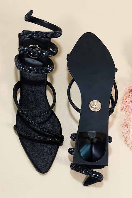 Sana K luxurious Footwear Black Panther Kitten Heels 