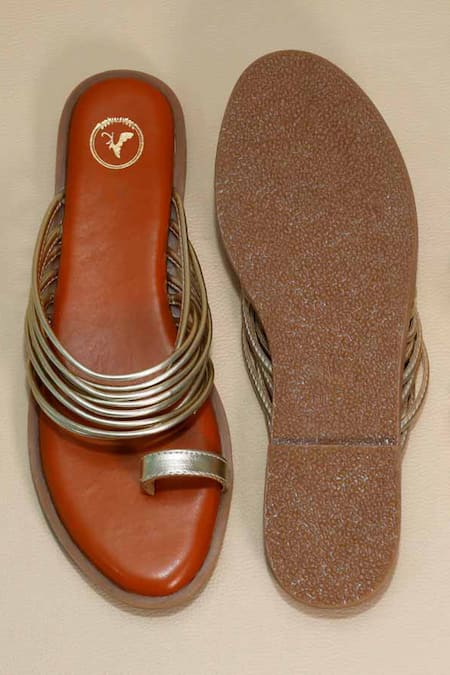 Sana K luxurious Footwear Gold String Flats 