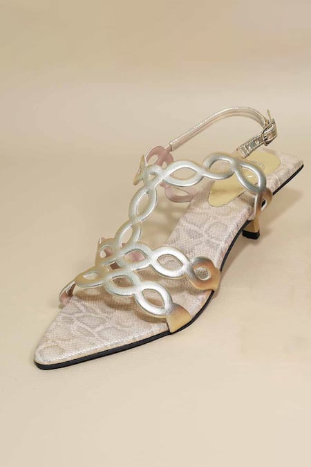 Sana K luxurious Footwear Infinity Gold Kitten Heels 