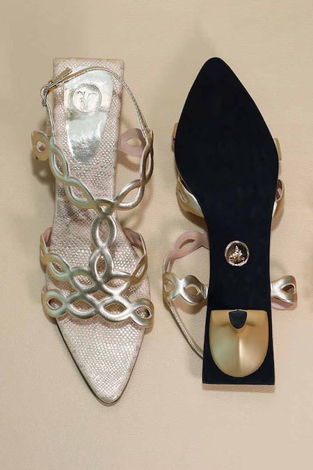 Sana K luxurious Footwear Infinity Gold Kitten Heels 