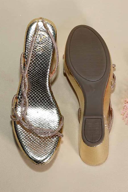 Sana K luxurious Footwear Renne Gold Wedges 