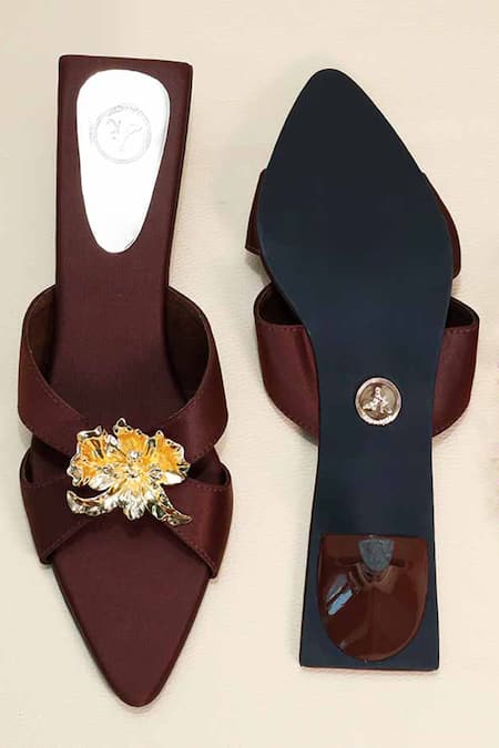 Sana K luxurious Footwear Zeno Brown Kitten Heels 