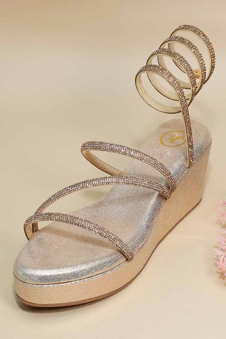 Sana K luxurious Footwear Baby Gold Spring Wedges 