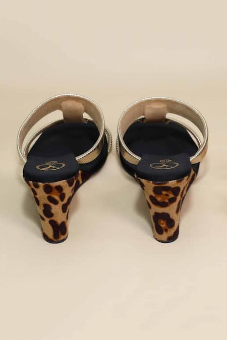 Buy Sana K luxurious Footwear Black Foil Printing Hani Half Wedges Online at Aza Fashions Buy_Sana K luxurious Footwear_Black Foil Printing Hani Half Wedges _Online_at_Aza_Fashions