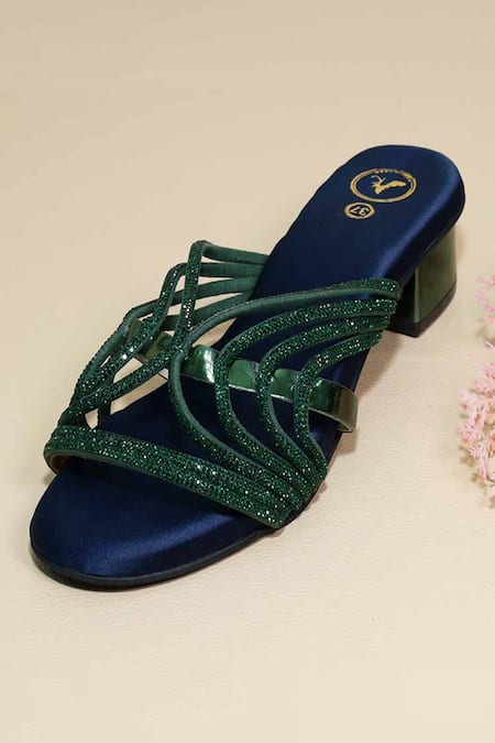 Sana K luxurious Footwear Gema Green Cut Heels 