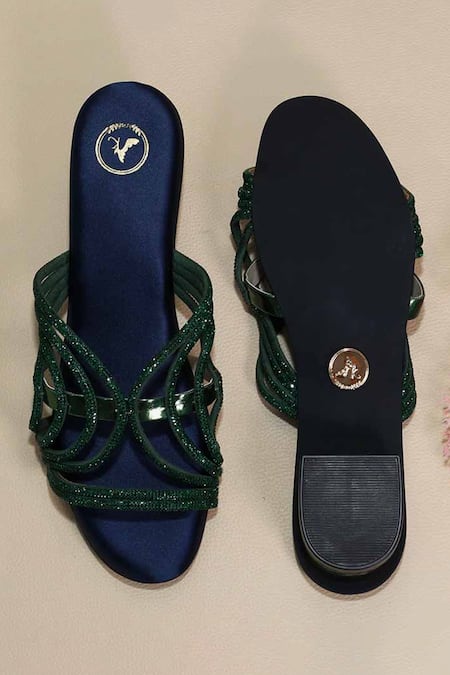 Sana K luxurious Footwear Gema Green Cut Heels 