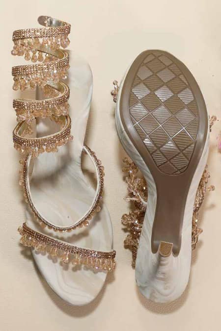 Sana K luxurious Footwear Glitz Spring Beige Letoes Pencil Heels 