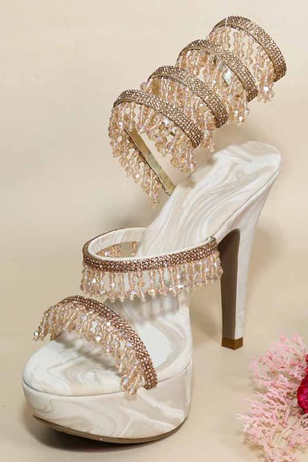 Sana K luxurious Footwear Glitz Spring Beige Letoes Pencil Heels 