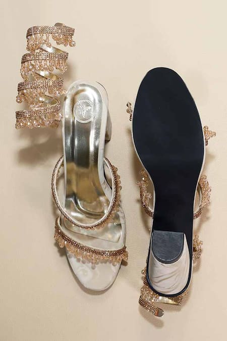 Sana K luxurious Footwear Glitz Spring Beige Elevations Heels 