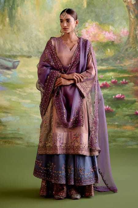 Naaz By Noor Jor Baagh Jamun Kurta Sharara Set 