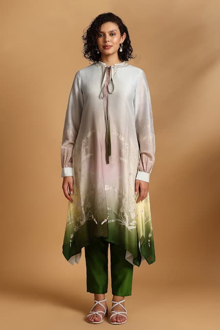 GOLDN Hand Embroidered Ombre Kurta & Trouser Set 