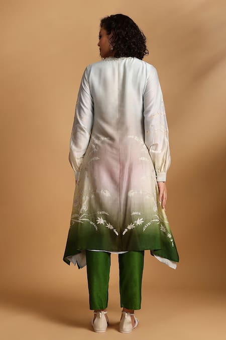 GOLDN Hand Embroidered Ombre Kurta & Trouser Set 