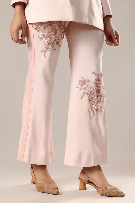 Buy GOLDN Pink Modal, Silk Embroidery Hand Blazer And Trouser Set Online at Aza Fashions Buy_GOLDN_Pink Modal, Silk Embroidery Hand Blazer And Trouser Set _Online_at_Aza_Fashions