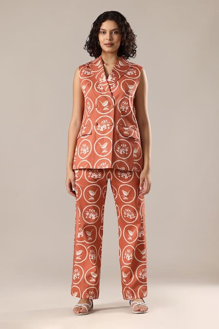 GOLDN Printed Modal Silk Blazer & Trouser Set 
