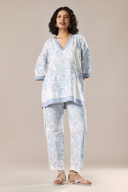 GOLDN Embroidered Silk Chanderi Top & Pant Set 