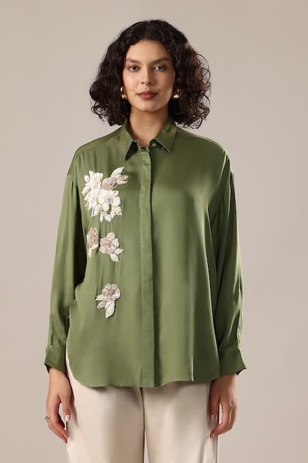 GOLDN Floral Embroidered Shirt 