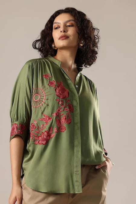 GOLDN Floral Embroidered Shirt 