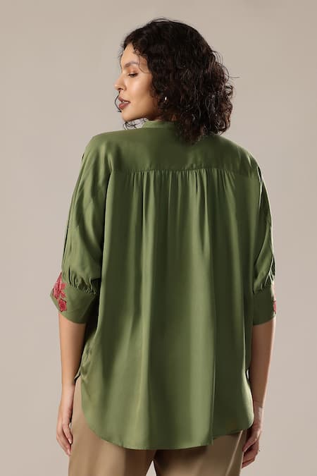 GOLDN Floral Embroidered Shirt 