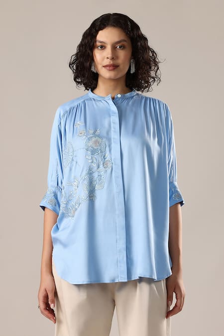 GOLDN Floral Embroidered Shirt 