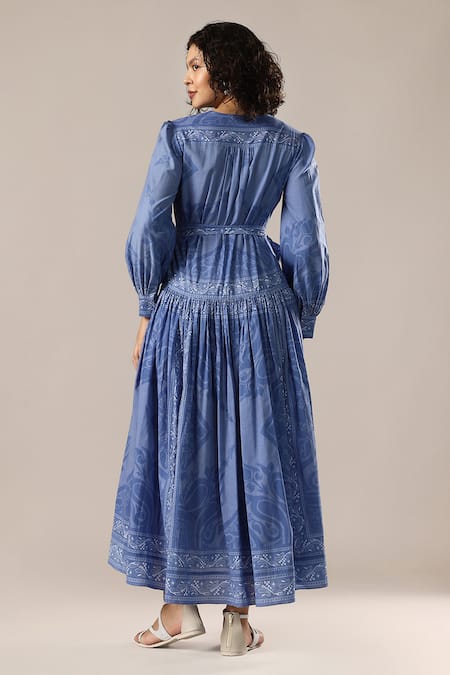 GOLDN Printed Silk Chanderi Shirt Dress With Belt 