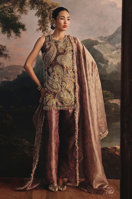 Payal & Zinal Paisley Tissue Kurta Set 