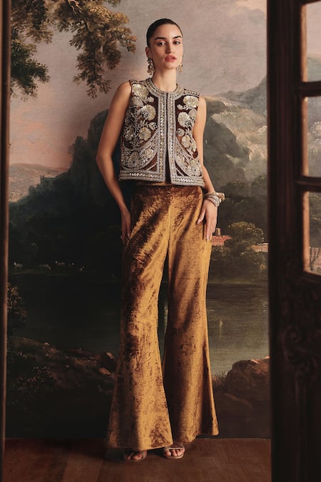 Payal & Zinal Embellished Velvet Top & Palazzo Set 