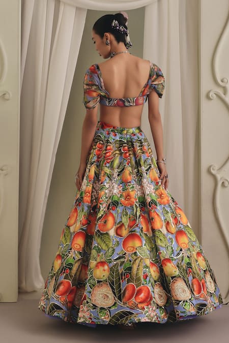 Payal & Zinal Fusion Printed Gaji Silk Blouse & Lehenga Set 