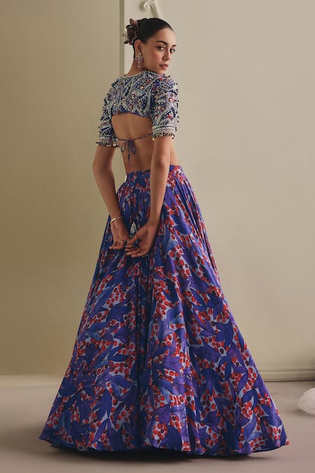 Payal & Zinal Rosegold Zari Printed Lehenga Set 