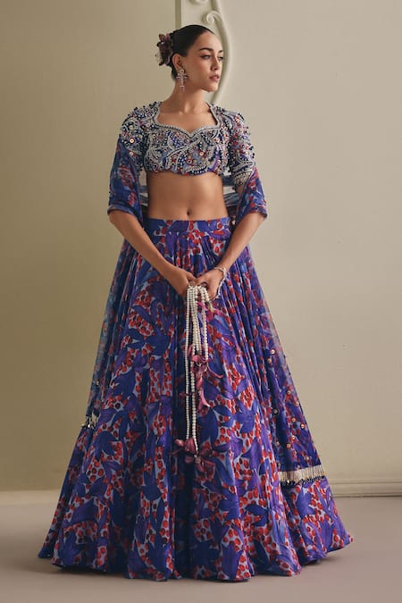 Payal & Zinal Rosegold Zari Printed Lehenga Set 
