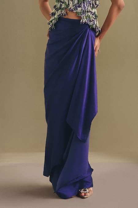 Payal & Zinal_Green Silk, Satin Embroidery, Beads, Beaded Gaji Mulberry Jacket And Skirt Set _at_Aza_Fashions