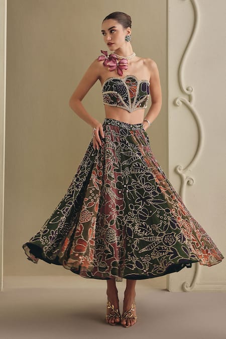 Payal & Zinal Embellished Beaded Net Corset & Skirt Set 