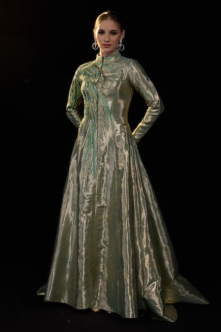 Samant Chauhan High Collar Structured Gown 