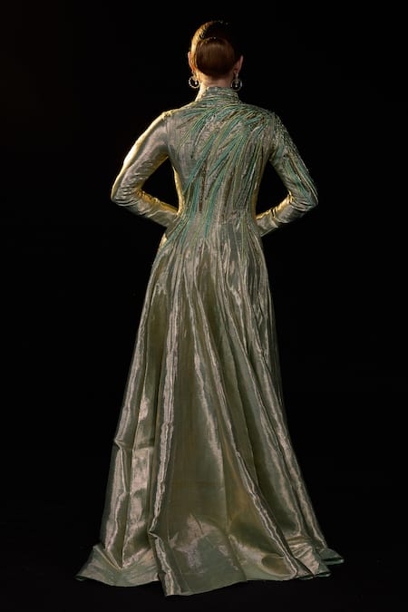 Samant Chauhan High Collar Structured Gown 