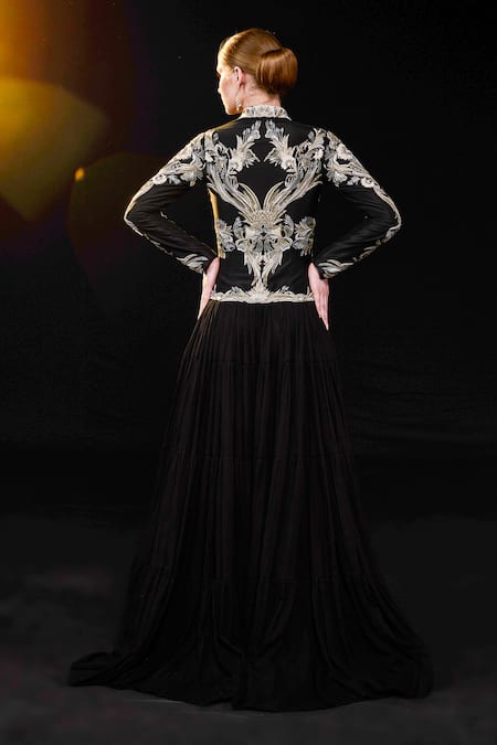Samant Chauhan Feather Embroidered Gown 