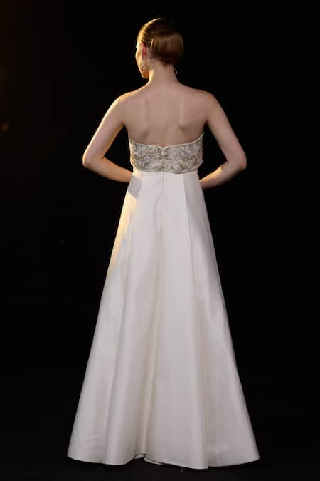 Samant Chauhan Strapless Embroidered Gown 