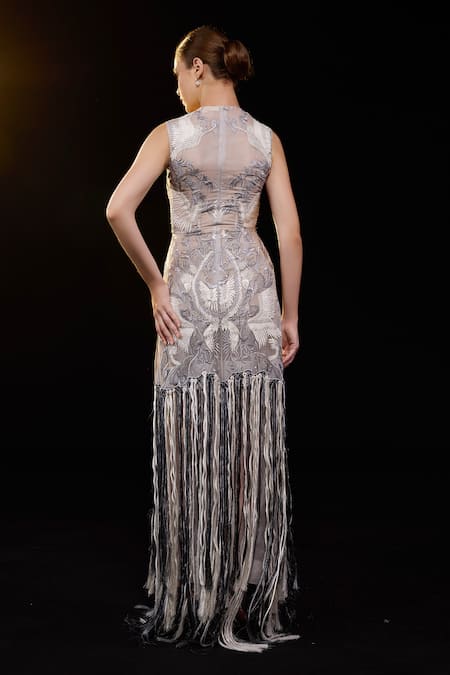 Samant Chauhan Sheer Embroidered Gown 