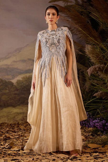 Samant Chauhan Hand Embroidered Draped Gown 