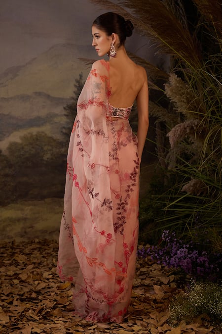 Samant Chauhan Zardozi Embroidered Cotton Silk Saree & Blouse Set 