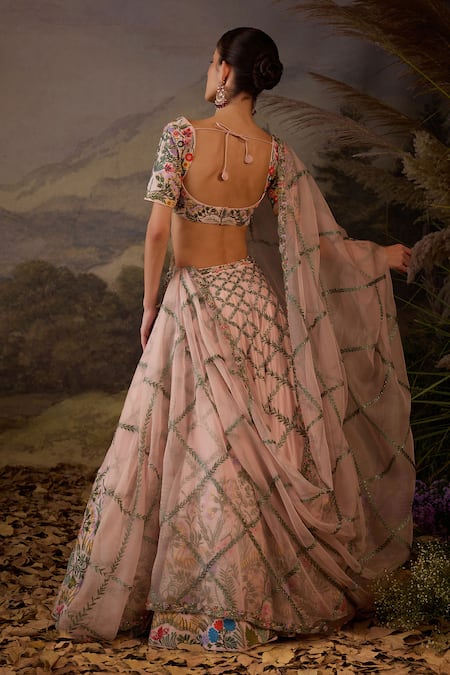 Samant Chauhan Embroidered Floral Cotton Silk Lehenga Set