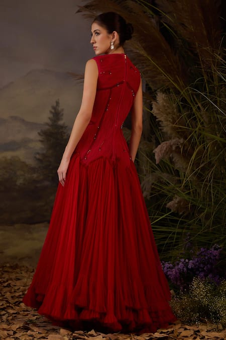 Samant Chauhan High-Low Cotton Silk & Net Dori Zardosi Gown