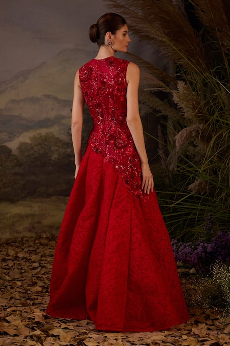 Samant Chauhan Organza Silk & Cotton Silk Embroidered Gown