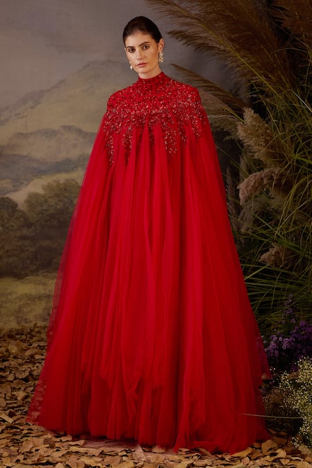 Samant Chauhan Tonal Zardozi Embroidered Net & Cotton Kaftan