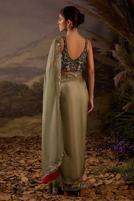 Samant Chauhan Embroidered Organza Silk Saree & Blouse Set