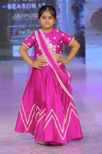 Yuvraani Jaipur_Pink Silk, Cotton, Net, Taffeta Embroidery Lehenga Set With Blouse And Dupatta _at_Aza_Fashions