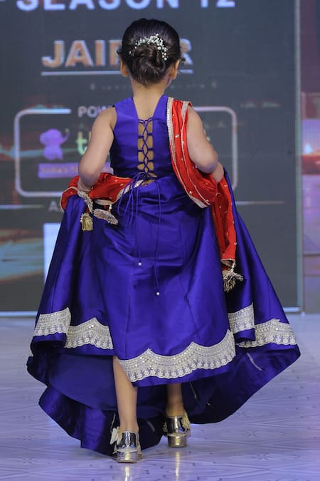 Yuvraani Jaipur Navy Blue Silk Lehenga Set 