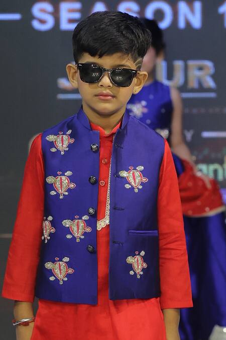 Yuvraani Jaipur Blue Taffeta, Cotton, Silk Embroidery Hand Bundi Set Online at Aza Fashions Yuvraani Jaipur_Blue Taffeta, Cotton, Silk Embroidery Hand Bundi Set _Online_at_Aza_Fashions