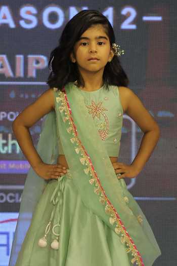 Buy_Yuvraani Jaipur_Net, Silk, Cotton Embroidery, Tassels Sage Green Lehenga Set _Online_at_Aza_Fashions