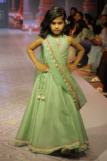 Shop_Yuvraani Jaipur_Net, Silk, Cotton Embroidery, Tassels Sage Green Lehenga Set _Online_at_Aza_Fashions
